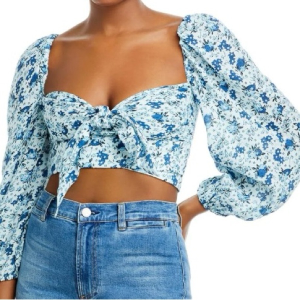 NWT Bardot Off Shoulder Puff Sleeve Crop Top